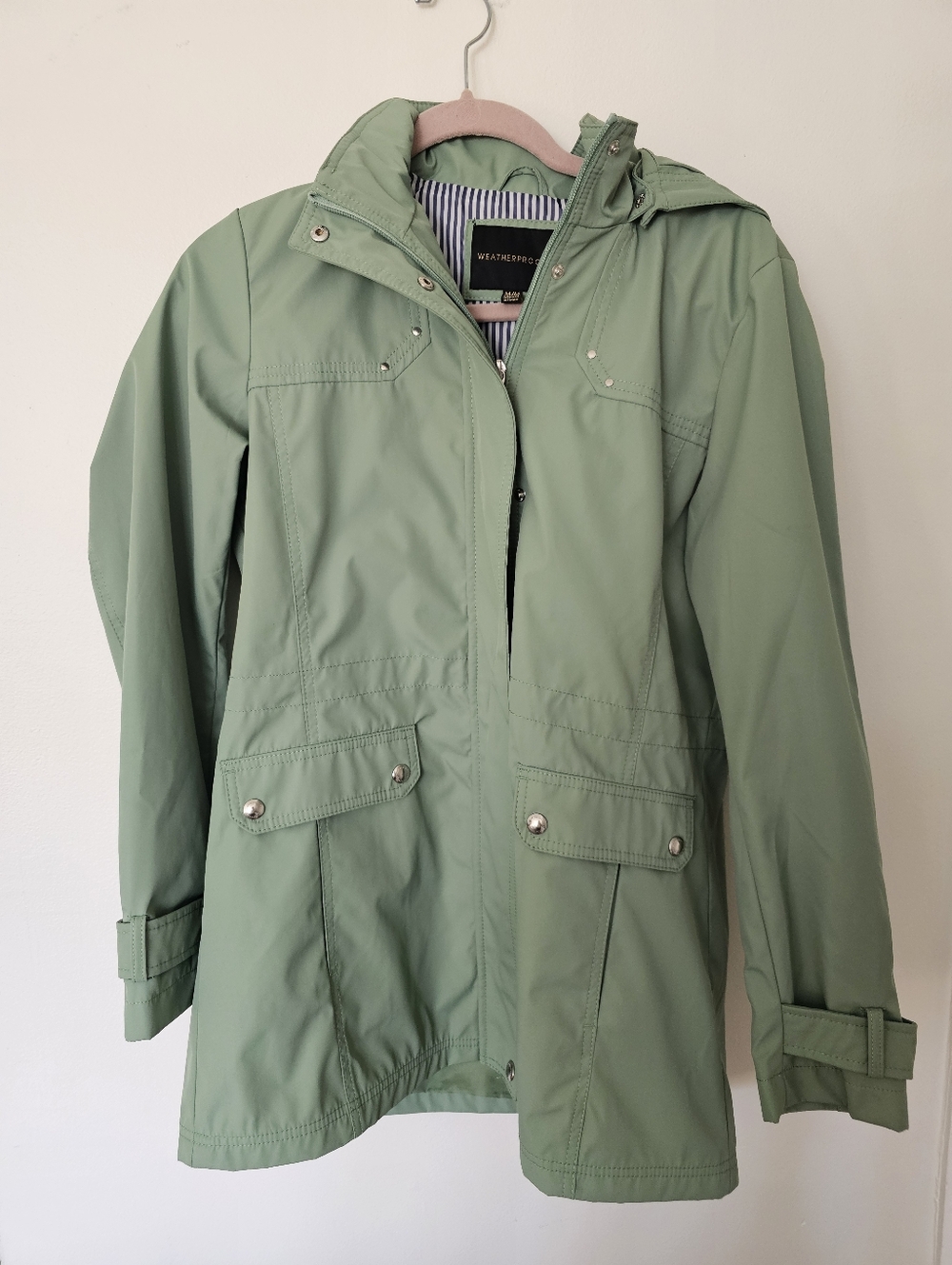 Weatherproof Sage Green Hooded Rain Jacket